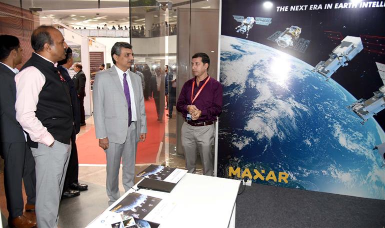 The Secretary, Department of Land Resources, Shri Manoj Joshi took a walkthrough of exhibition showcased at the inauguration of International Workshop on “Modern Technologies in Survey - Resurvey for Urban Land Records” at Dr. Ambedkar International Centre, in New Delhi on October 21, 2024.