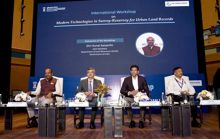 The Minister of State for Rural Development and Communications, Dr. Chandra Sekhar Pemmasani at International Workshop on Modern Technologies in Survey-Resurvey for Urban Land Records, in New Delhi on October 22, 2024.