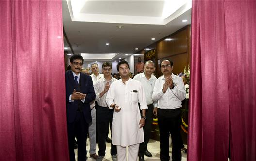 The Union Minister of Communications and Development of North Eastern Region (DoNER), Shri Jyotiraditya M. Scindia and the Minister of State for Rural Development and Communications, Dr. Chandra Sekhar Pemmasani at the launch of BSNL’s New Logo and Seven New Services, in New Delhi on October 22, 2024.