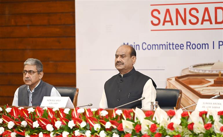 The Speaker, Lok Sabha, Shri Om Birla attends the Sansad TV@3 Conclave at Parliament House Annexe, in New Delhi on September 19, 2024.