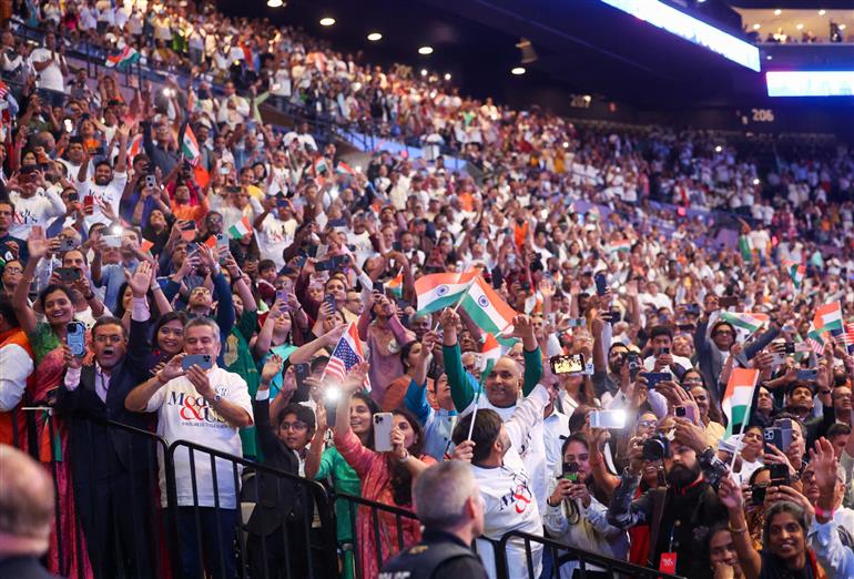 Gathering in a community programme at New York, in USA on September 22, 2024. PM addressing on the occasion.