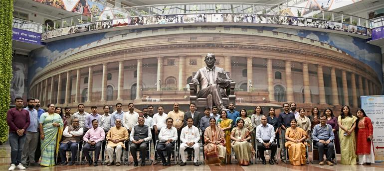 The Minister of State for Consumer Affairs, Food and Public Distribution and Social Justice and Empowerment, Shri B. L. Verma in a group photograph at the Sign Language Day celebrations, in New Delhi on September 23, 2024.