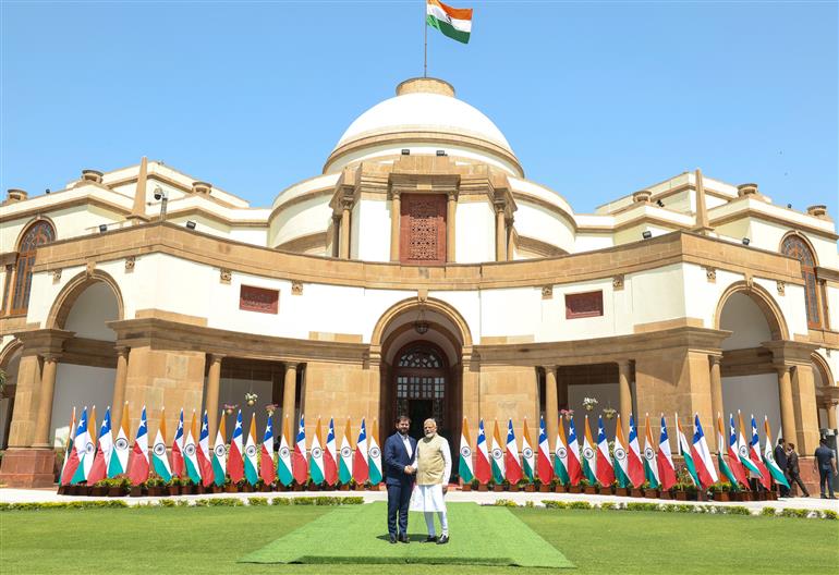 PM meets the President of the Republic of Chile, Mr. Gabriel Boric Font at Hyderabad House, in New Delhi on April 01, 2025.