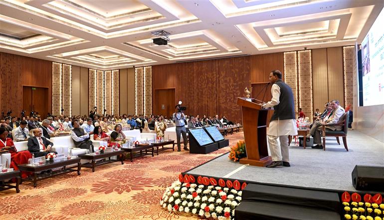 The Minister of State for Finance, Shri Pankaj Chaudhary addressing at the 1st International Research Conference on Pensions (IRCP) 2025 organized by the Pension Fund Regulatory and Development Authority (PFRDA) in collaboration with IIM Ahmedabad at Bharat Mandapam, in New Delhi on April 03, 2025.