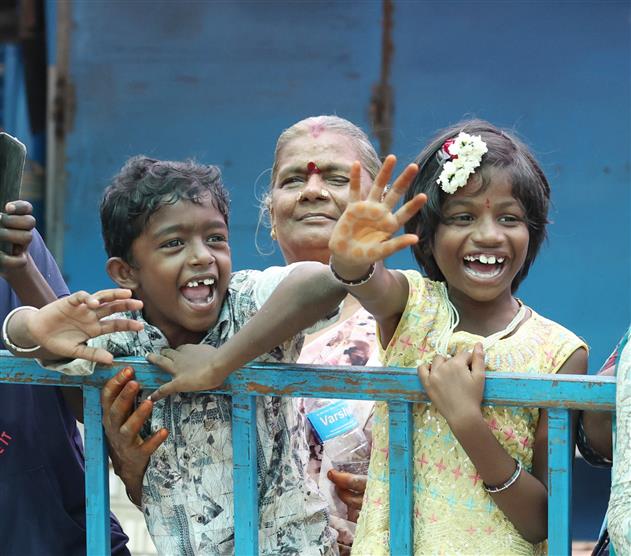 PM receives warm welcome by people on his arrival at Rameswaram, in Tamil Nadu on April 06, 2025.