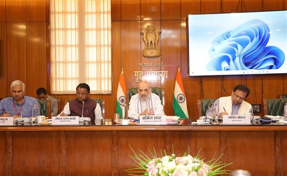 The Union Minister for Home Affairs and Cooperation, Shri Amit Shah chairs a review meeting with the Chief Minister of Odisha, Shri Mohan Charan Majhi on the implementation of three New Criminal Laws in the State, in New Delhi on April 09, 2025.