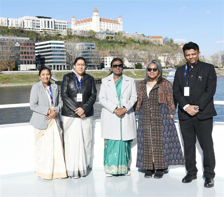 The President Smt. Droupadi Murmu visited Boat cruise Devin -Bratislava,  in Slovakia on April 09, 2025.