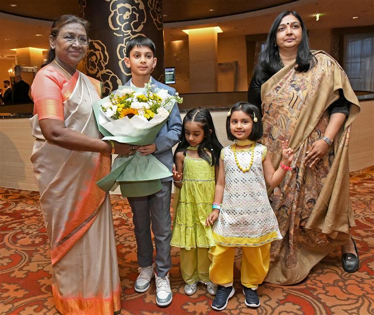 The President of India, Smt. Droupadi Murmu attends the Indian Community event at Bratislava, in Slovakia on April 10, 2025.