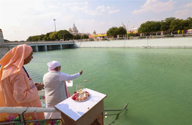 PM performs Darshan and Pooja at Guru Ji Maharaj Temple, in Madhya Pradesh on April 11, 2025.