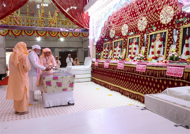 PM performs Darshan and Pooja at Guru Ji Maharaj Temple, in Madhya Pradesh on April 11, 2025.