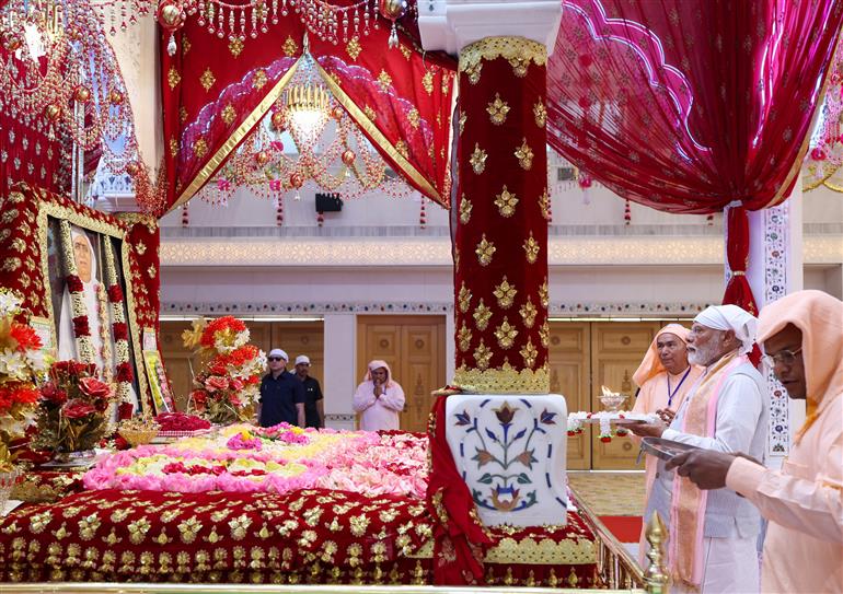 PM performs Darshan and Pooja at Guru Ji Maharaj Temple, in Madhya Pradesh on April 11, 2025.