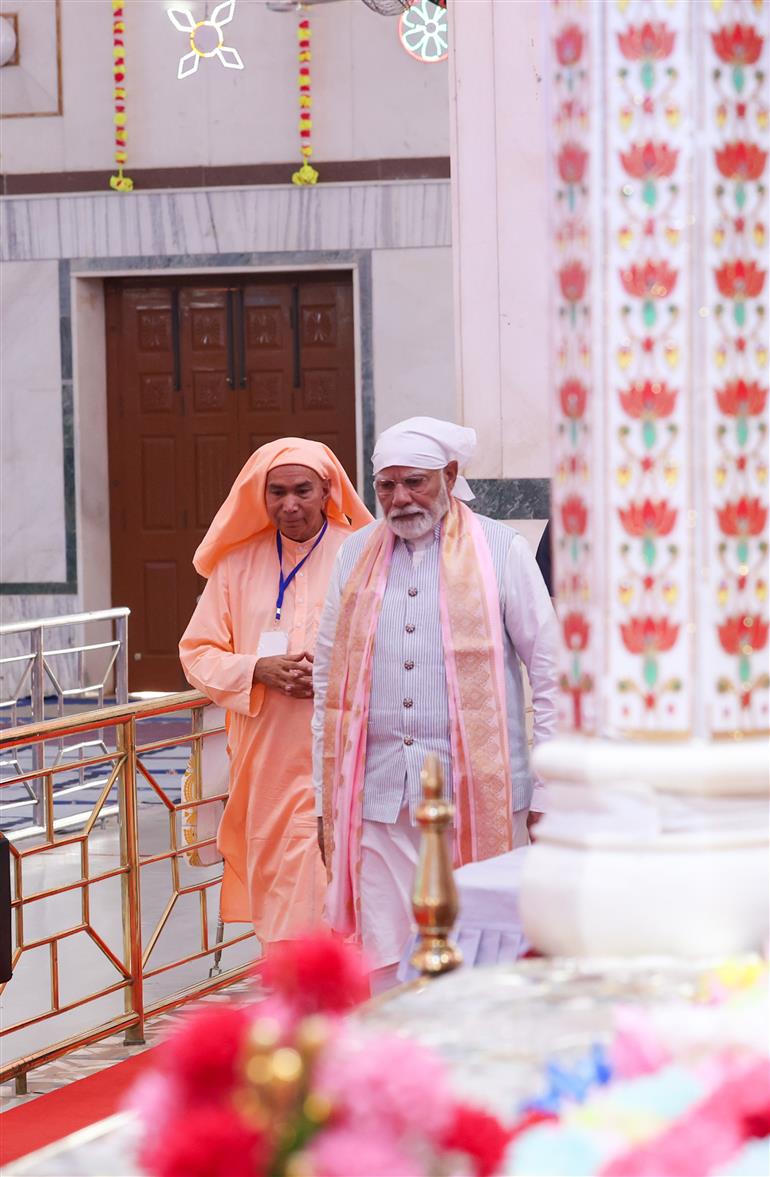PM visits Anandpur Dham, in Madhya Pradesh on April 11, 2025.