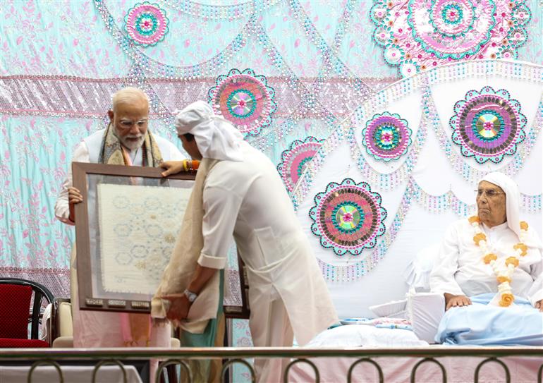 PM visits Anandpur Dham, in Madhya Pradesh on April 11, 2025.