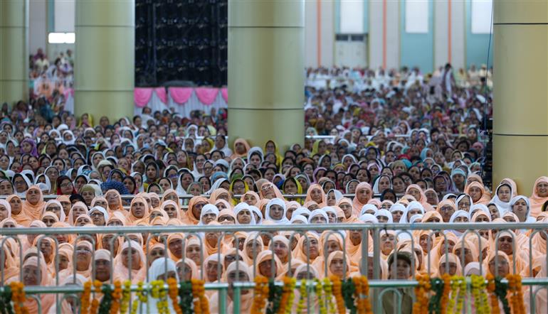 PM addressing the gathering during the visit of the Anandpur Dham, in Madhya Pradesh on April 11, 2025.