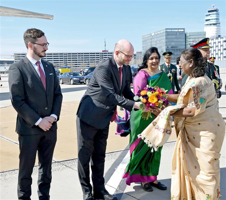 The President of India, Smt. Droupadi Murmu departs for New Delhi after a successful state visit to Portugal and Slovakia on April 11, 2025. 