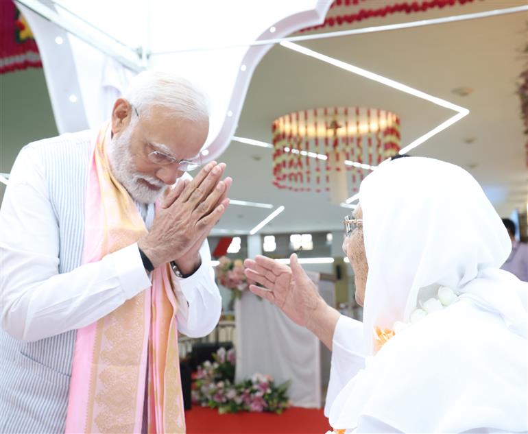 PM visits Anandpur Dham, in Madhya Pradesh on April 11, 2025.