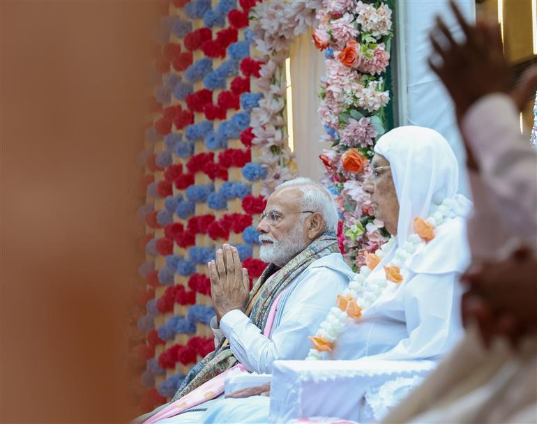 PM visits Anandpur Dham, in Madhya Pradesh on April 11, 2025.