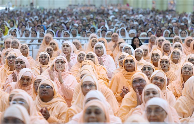 PM addressing the gathering during the visit of the Anandpur Dham, in Madhya Pradesh on April 11, 2025.