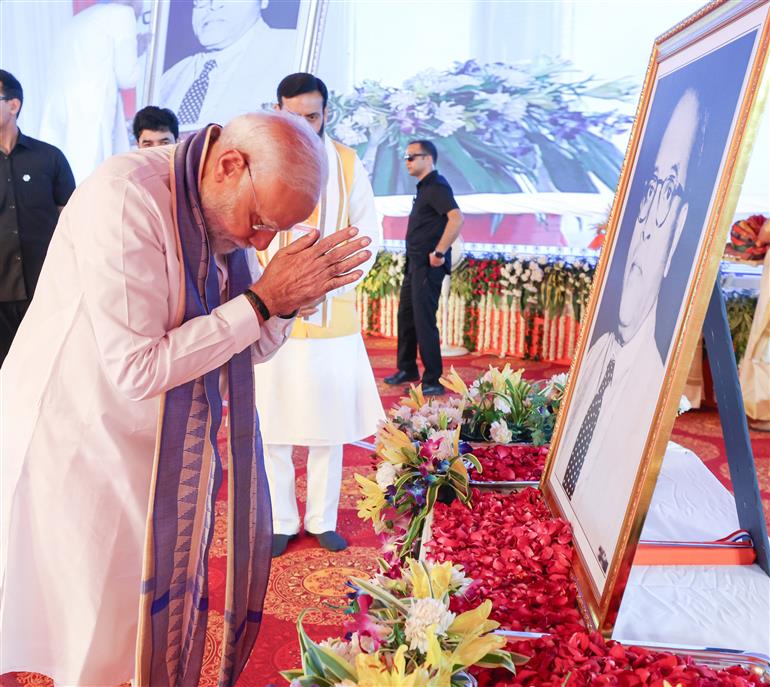PM paid floral tributes to Babasaheb Dr B.R. Ambedkar on his birth anniversary, in Haryana on April 14, 2025.