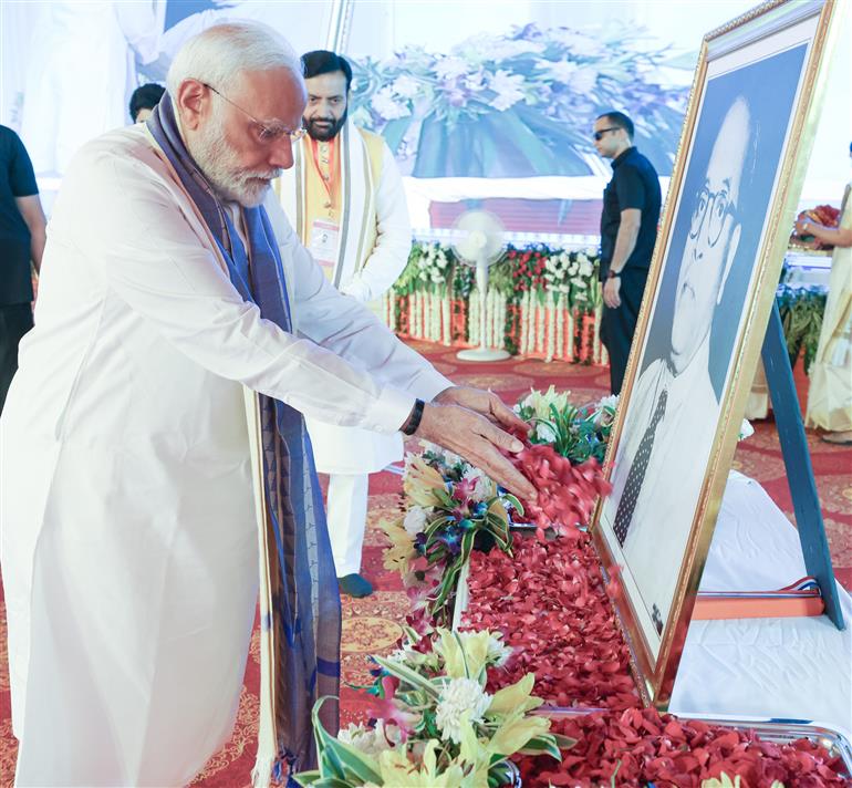 PM paid floral tributes to Babasaheb Dr B.R. Ambedkar on his birth anniversary, in Haryana on April 14, 2025.