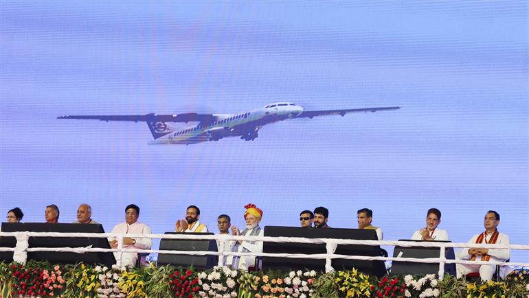 PM at foundation stone laying of new terminal building of Hisar airport, in Haryana on April 14, 2025.