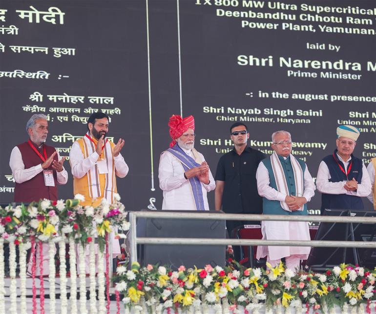 PM launches the development works in Yamuna Nagar, Haryana on April 14, 2025.