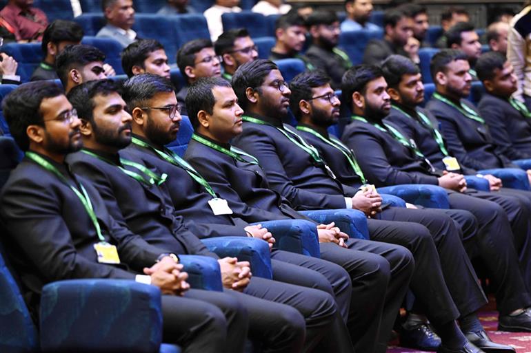 The President of India, Smt. Droupadi Murmu addressing the IAS Officers of the 2023 batch at Rashtrapati Bhavan, in New Delhi on April 15, 2025.