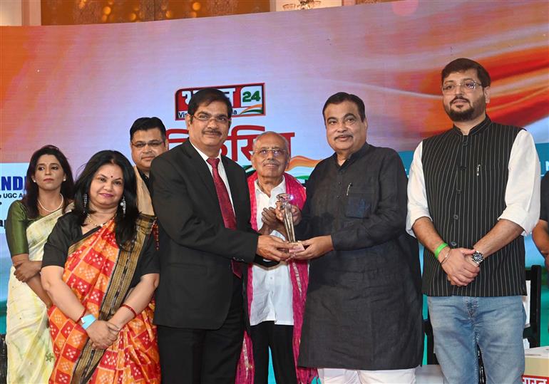 The Union Minister of Road Transport and Highways, Shri Nitin Gadkari attends the Bharat24 Conclave “Viksit Bharat 2047-vision of New India” at Leela Palace, in New Delhi on April 15, 2025.