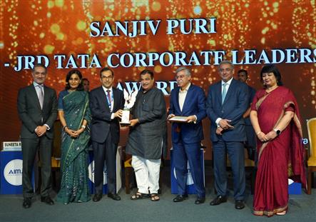 The Union Minister of Road Transport and Highways, Shri Nitin Gadkari attends the Annual National Highways Excellence Award Ceremony at Bharat Mandapam, in New Delhi on April 15, 2025.