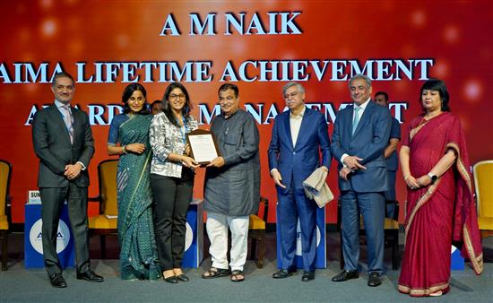 The Union Minister of Road Transport and Highways, Shri Nitin Gadkari attends the Annual National Highways Excellence Award Ceremony at Bharat Mandapam, in New Delhi on April 15, 2025.