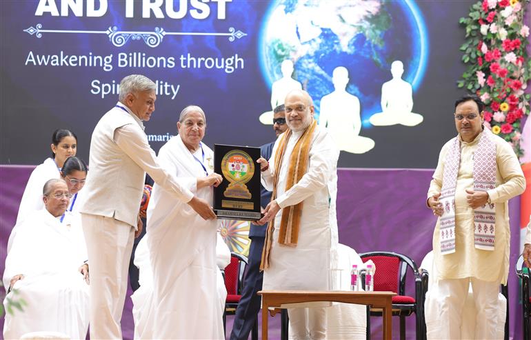 The Union Minister for Home Affairs and Cooperation, Shri Amit Shah at the inauguration of national dialogue on ‘Self-Empowerment through Inner Awakening’ for security forces personnel at Abu Road, in Rajasthan on April 17, 2025.