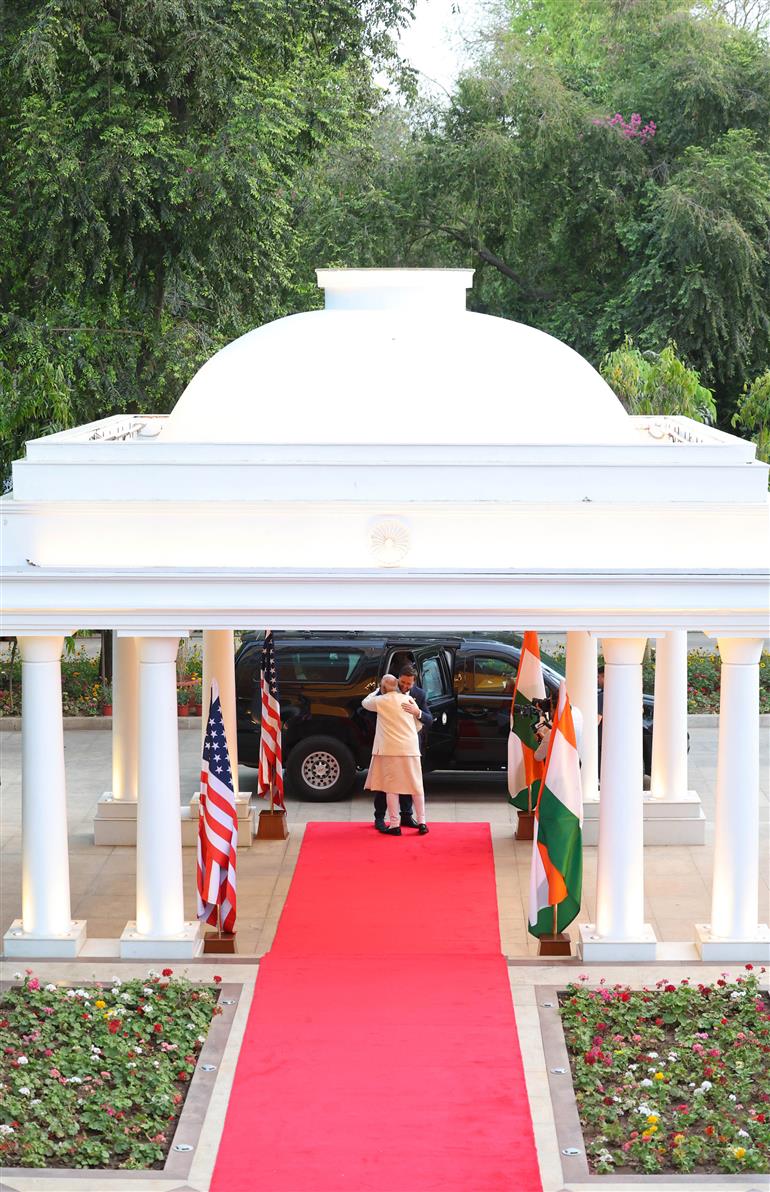 PM welcomes the Vice President of the United States, Mr. JD Vance, Second Lady Usha Vance and their children at his residence, in 7 Lok Kalyan Marg, New Delhi on April 21, 2025.