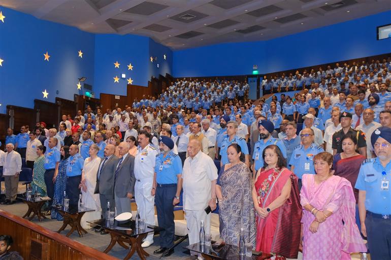 The Union Minister for Defence, Shri Rajnath Singh addressing at the ‘Arjan Singh Memorial Lecture’ in New Delhi on April 23, 2025.
