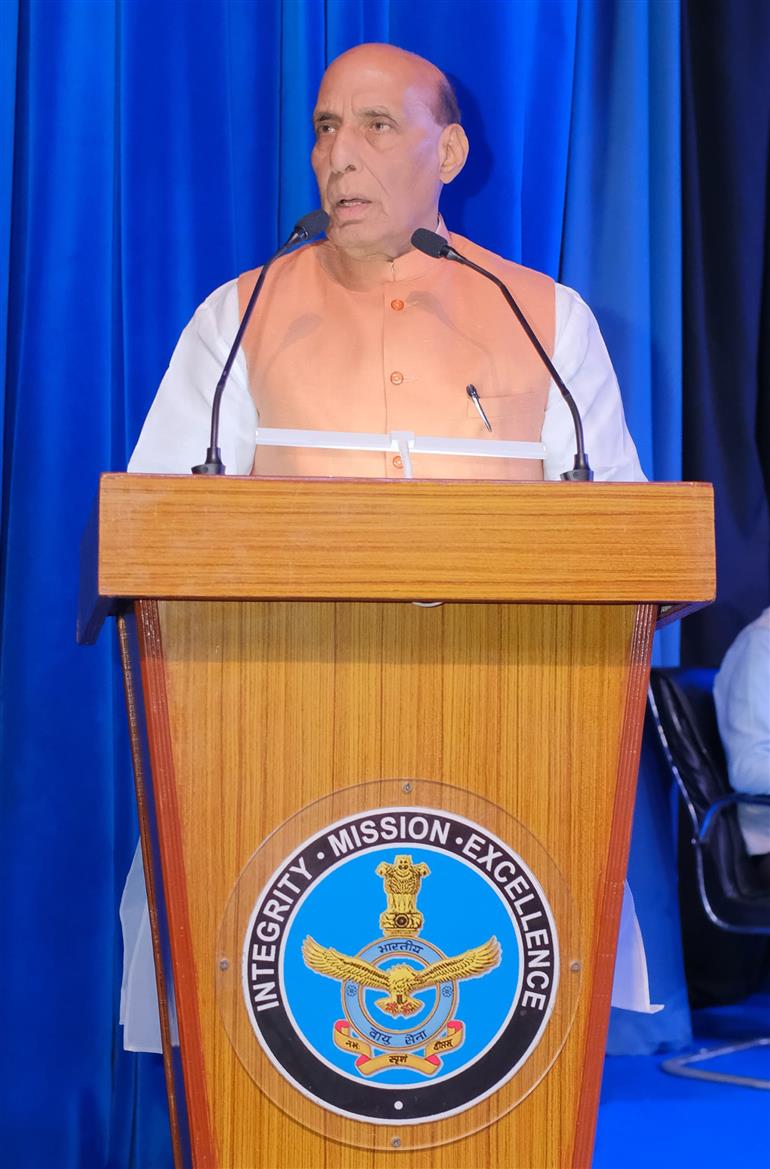 The Union Minister for Defence, Shri Rajnath Singh addressing at the ‘Arjan Singh Memorial Lecture’ in New Delhi on April 23, 2025.