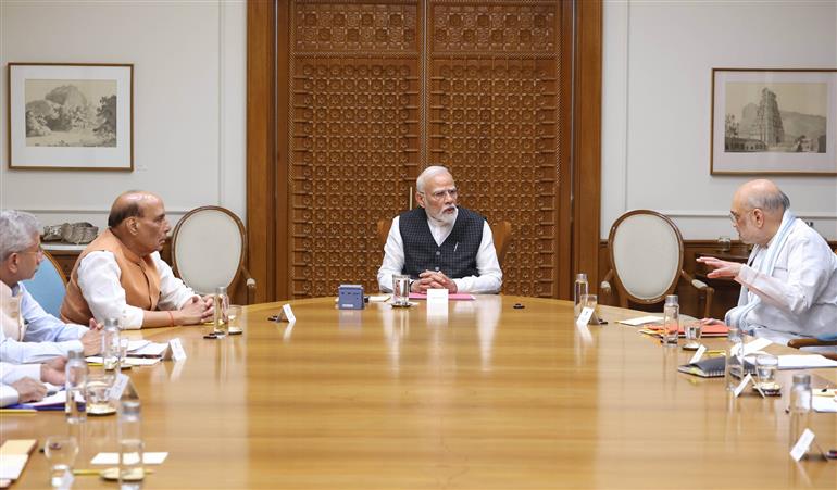 PM chairs meeting of Cabinet Committee on Security (CCS), in New Delhi on April 23, 2025.:Prime Minister