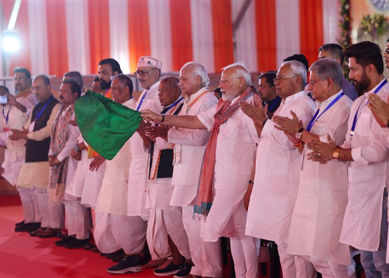 PM flags off Amrit Bharat express and Namo Bharat Rapid Rail at Madhubani, in Bihar on April 24, 2025.