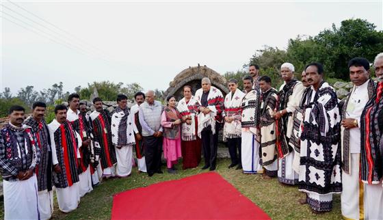 The Vice President of India, Shri Jagdeep Dhankhar and Dr. Sudesh Dhankhar at Muthanadu Mund Toda Temple in the Nilgiris, Tamil Nadu on April 25, 2025.