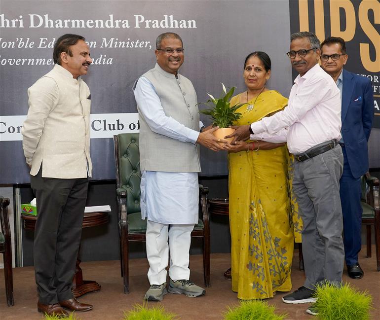 The Union Minister for Education, Shri Dharmendra Pradhan attends at Launch of ‘Scaling Mount UPSC, Inspiring Stories of Young IAS Officers’ in New Delhi on April 28, 2025.