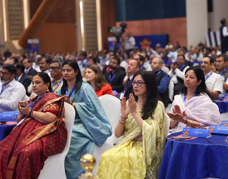 Gathering at YUGM Innovation Conclave in Bharat Mandapam, New Delhi on April 29, 2025. PM addressing on the occasion.