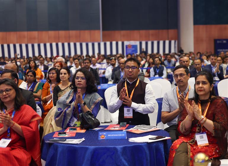 Gathering at YUGM Innovation Conclave in Bharat Mandapam, New Delhi on April 29, 2025. PM addressing on the occasion.