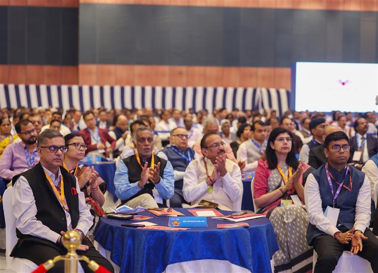 Gathering at YUGM Innovation Conclave in Bharat Mandapam, New Delhi on April 29, 2025. PM addressing on the occasion.