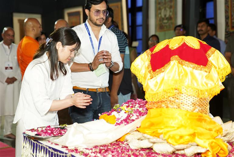 Glimpses of the Exposition of the sacred Buddha Relic of Sarnath at Vietnam during the gala celebrations of the United Nations (UN) Day of Vesak 2025, in New Delhi on April 30, 2025.