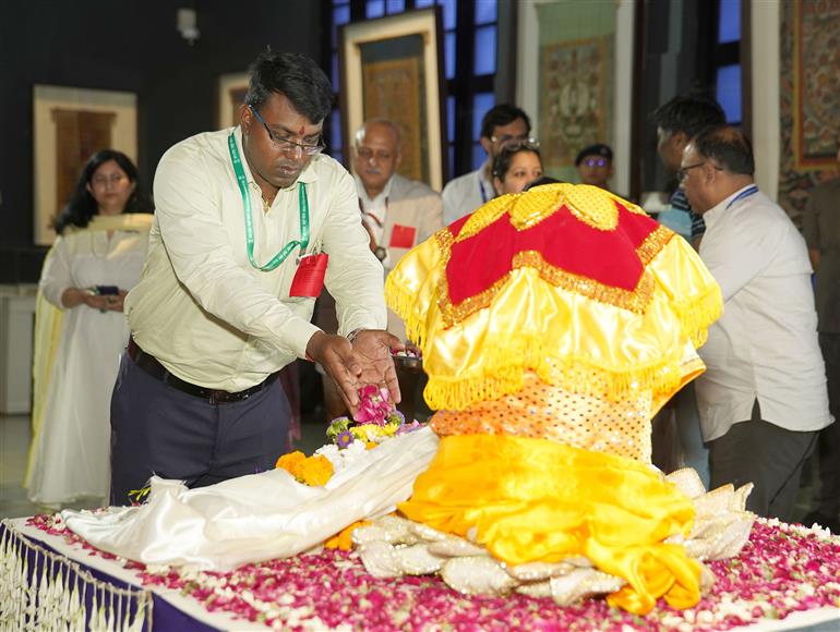 Glimpses of the Exposition of the sacred Buddha Relic of Sarnath at Vietnam during the gala celebrations of the United Nations (UN) Day of Vesak 2025, in New Delhi on April 30, 2025.