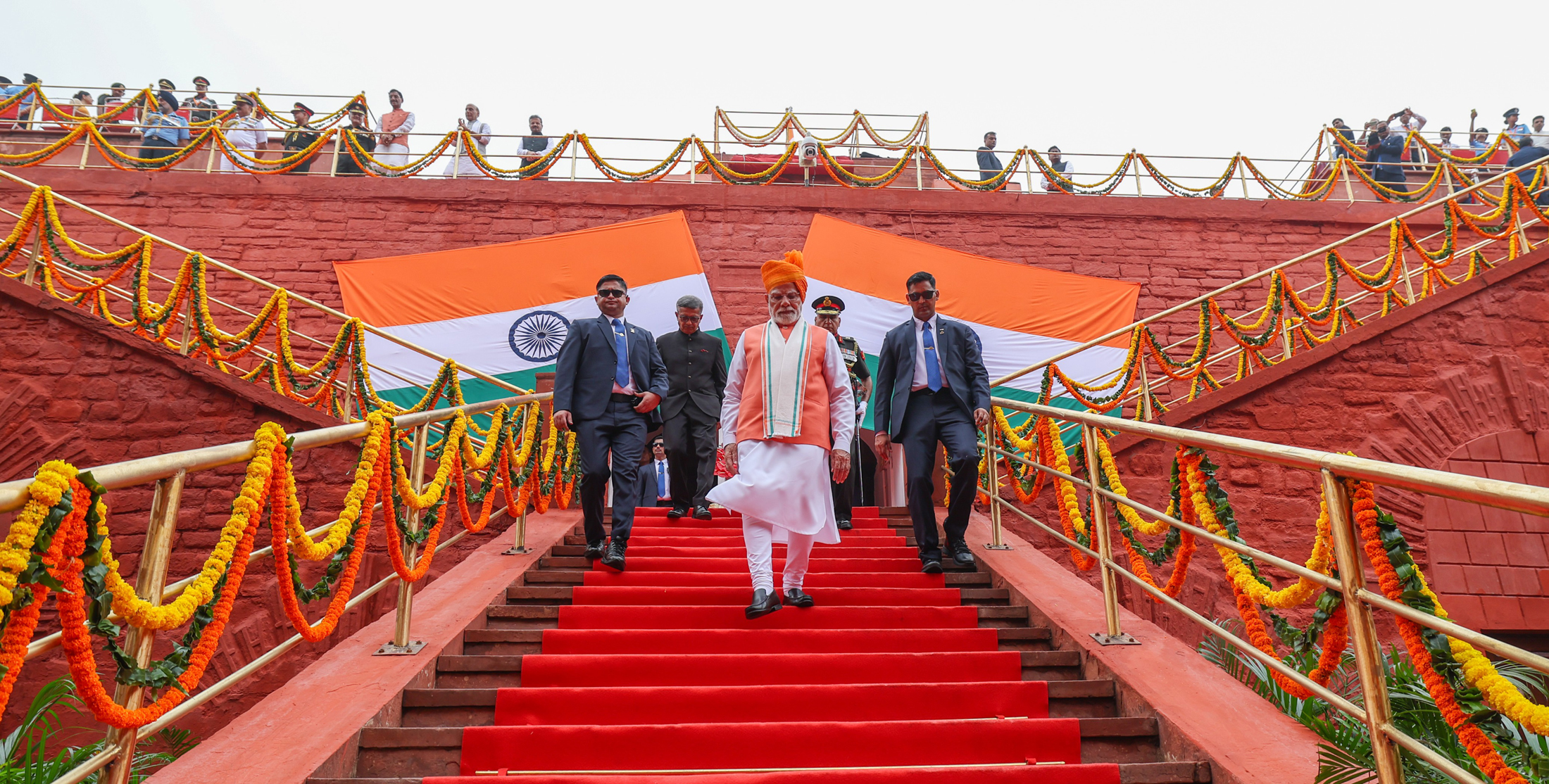 PM arrives at Red Fort on the occasion of 79th Independence Day celebrations, in Delhi on August 15, 2025.