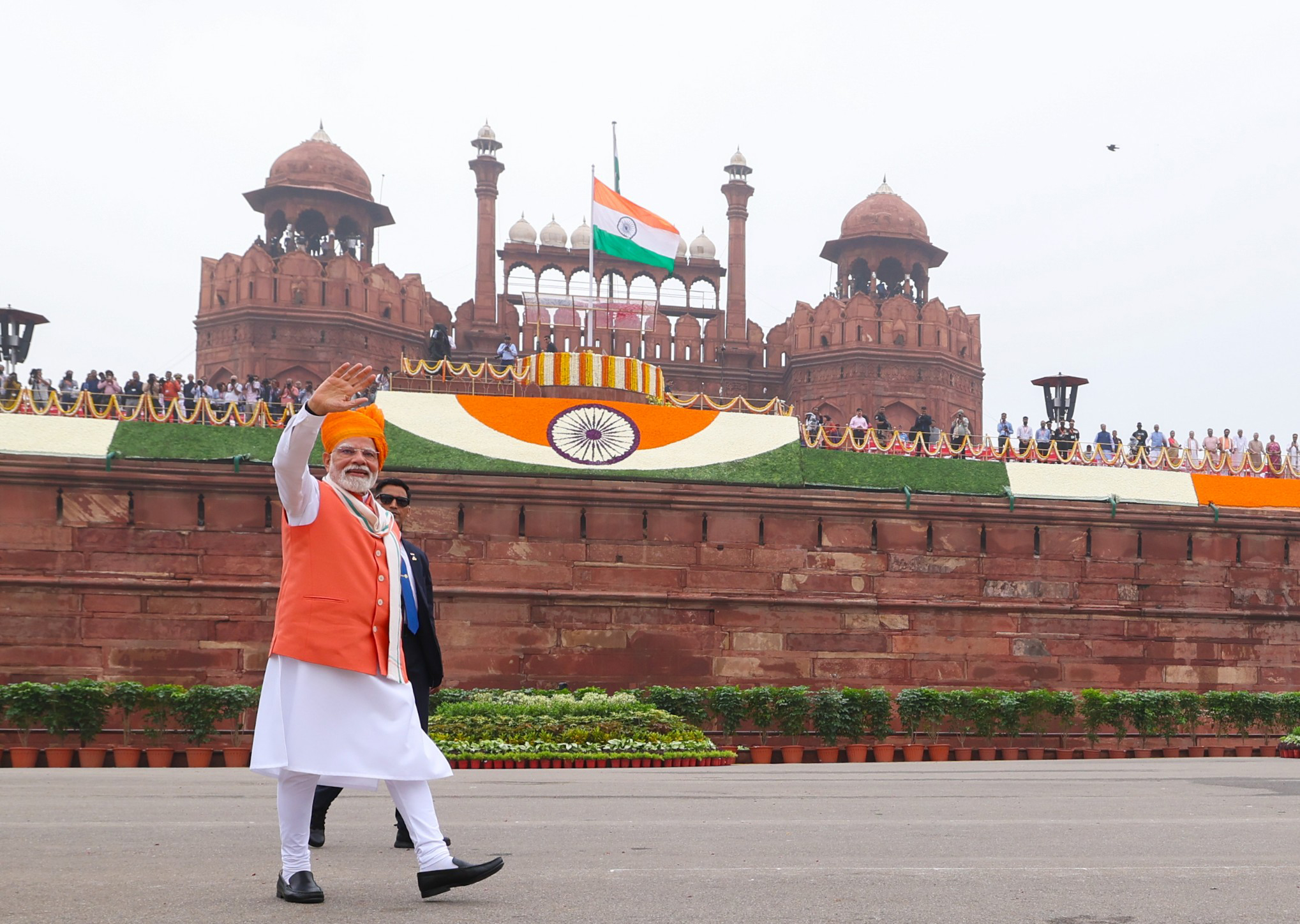 PM arrives at Red Fort on the occasion of 79th Independence Day celebrations, in Delhi on August 15, 2025.