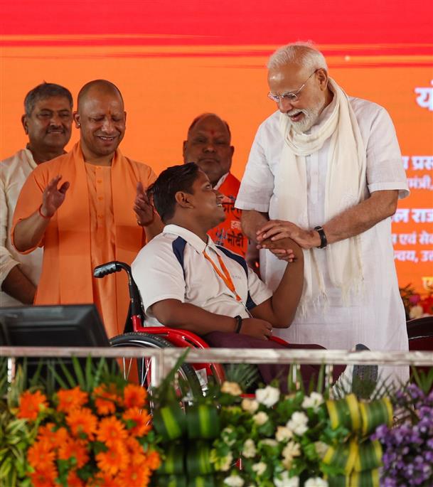 PM graced the public event held on the sidelines of the foundation stone laying and inauguration of the multiple development projects at Varanasi, in Uttar Pradesh on August 02, 2025.
