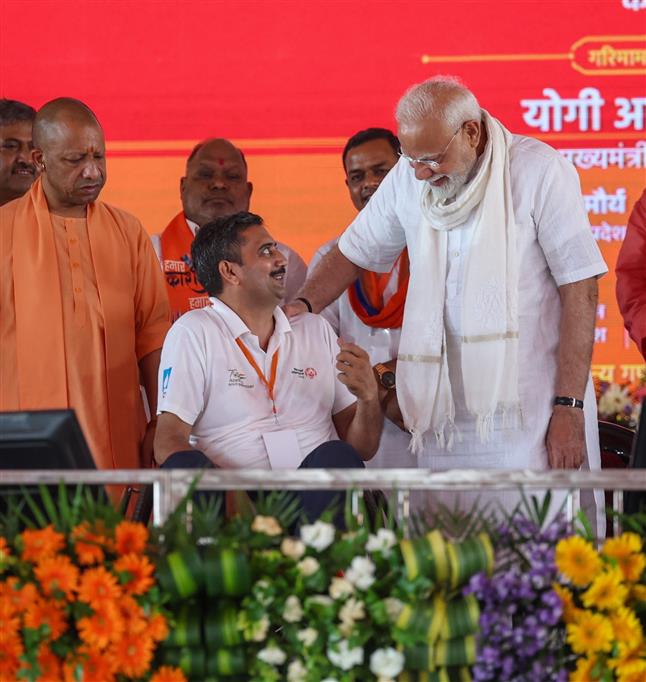 PM graced the public event held on the sidelines of the foundation stone laying and inauguration of the multiple development projects at Varanasi, in Uttar Pradesh on August 02, 2025.
