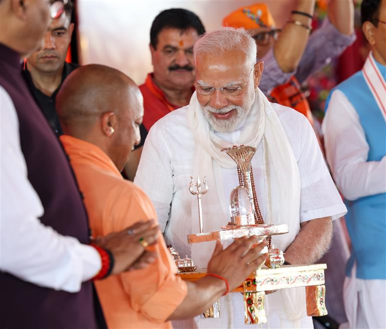 PM graced the public event held on the sidelines of the foundation stone laying and inauguration of the multiple development projects at Varanasi, in Uttar Pradesh on August 02, 2025.