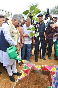 The Union Minister for Environment, Forest and Climate Change, Shri Bhupender Yadav participating in tree plantation under the ‘Ek Ped Maa Ke Naam’ Programme at the campus of IMT Manesar on August 02, 2025. Shri Rao Narbir Singh, Minister for Industries and Forest (Haryana) is also seen.