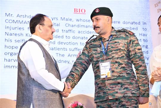 The Union Minister of Health and Family Welfare & Chemicals and Fertilizers, Shri Jagat Prakash Nadda attends the event on 15th Indian Organ Donation Day, in New Delhi on August 02, 2025. The event was also attended by Smt. Nivedita Shukla Verma, Acting Secretary, Health & Family Welfare, Dr. Sunita Sharma, Director General of Health Services, Shri Vijay Nehra, Joint Secretary, MoHFW, Anil Kumar, Director, NOTTO, senior officers from the Ministry, medical professionals, donor families, transplant recipients, and other key stakeholders.